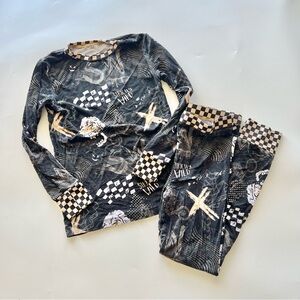 Strictly Wild Kids Youth Small Skull Black and Tan Dirt Bike Pajamas